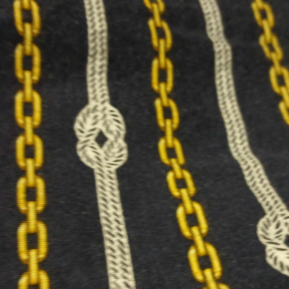 Michael Kors Nautical Navy Gold Chain Rope Bell Sleeve Peasant Top L - Picture 6 of 12